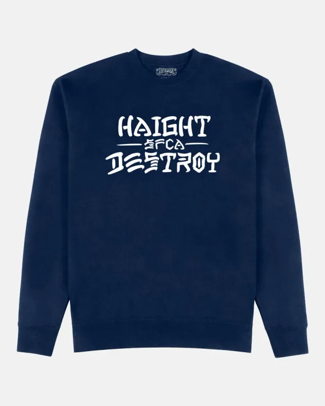 Thrasher Haight and Destroy crewneck genser marineblå