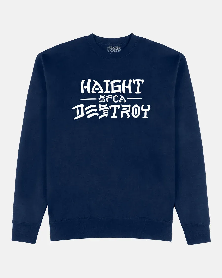Thrasher Haight and Destroy crewneck genser marineblå