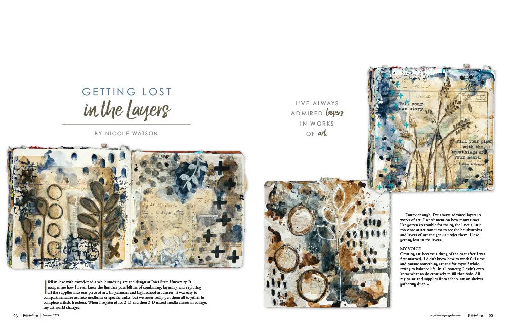 Stampington Art Journaling Summer 2024 blad digitalutgave collage