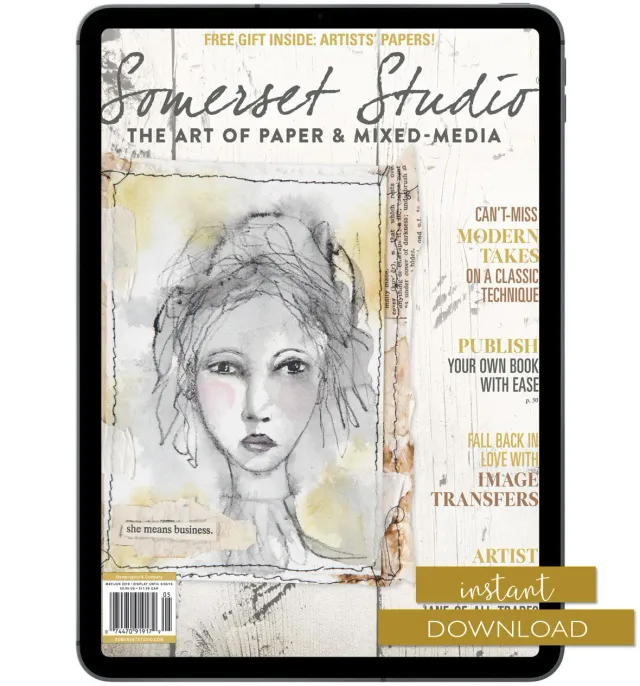 Stampington Somerset Studio mai juni 2018 blad PDF mixed media