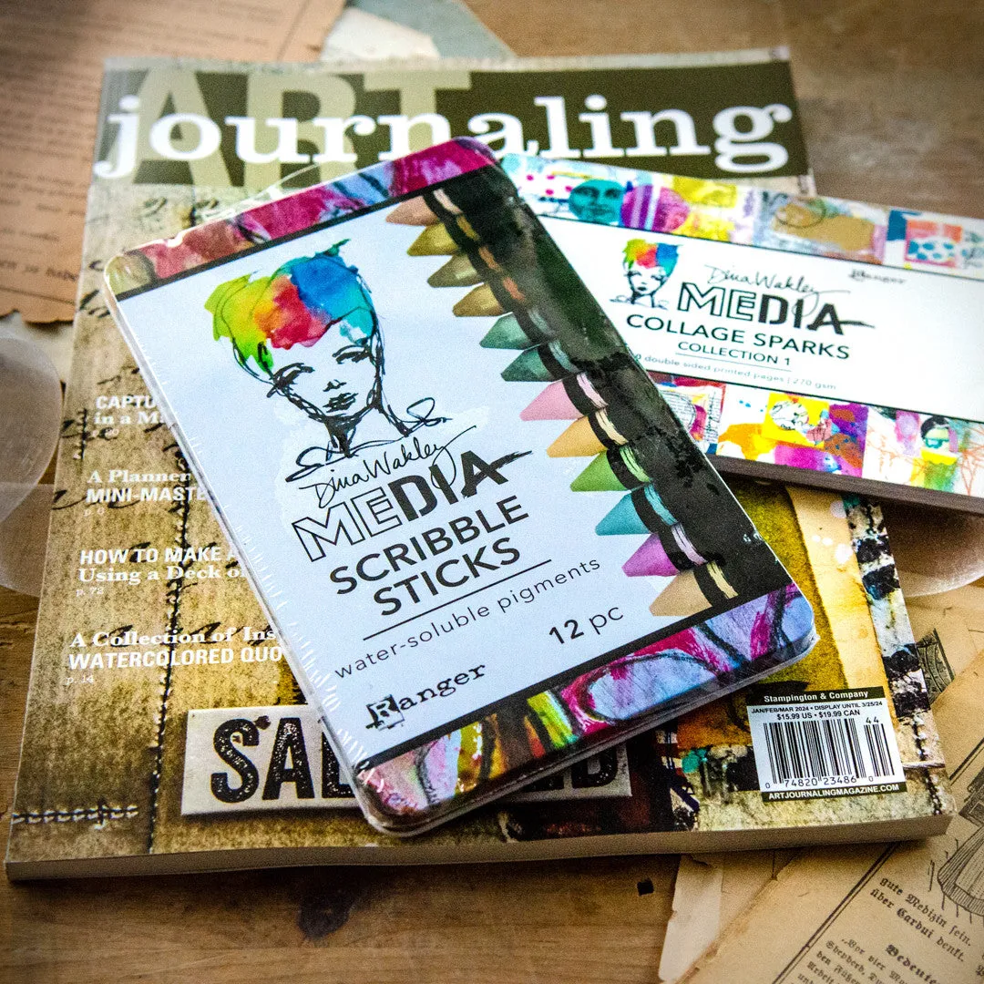 Stampington Art Journaling Scribble and Collage sett blad + sticks