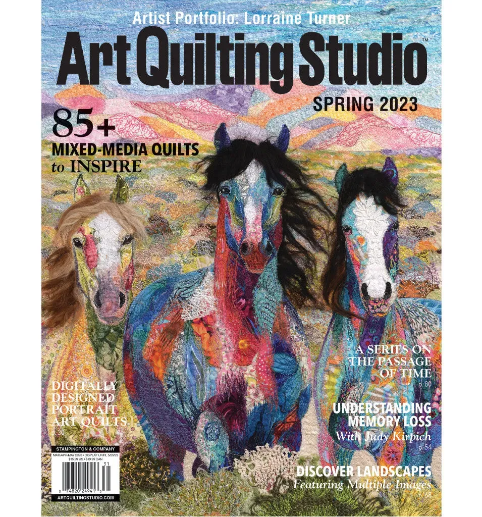 Stampington Art Quilting Studio Spring 2023 blad papir quilt
