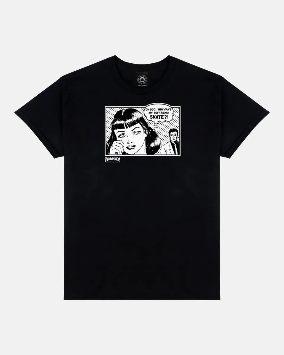 Thrasher Boyfriend t-skjorte svart bomull