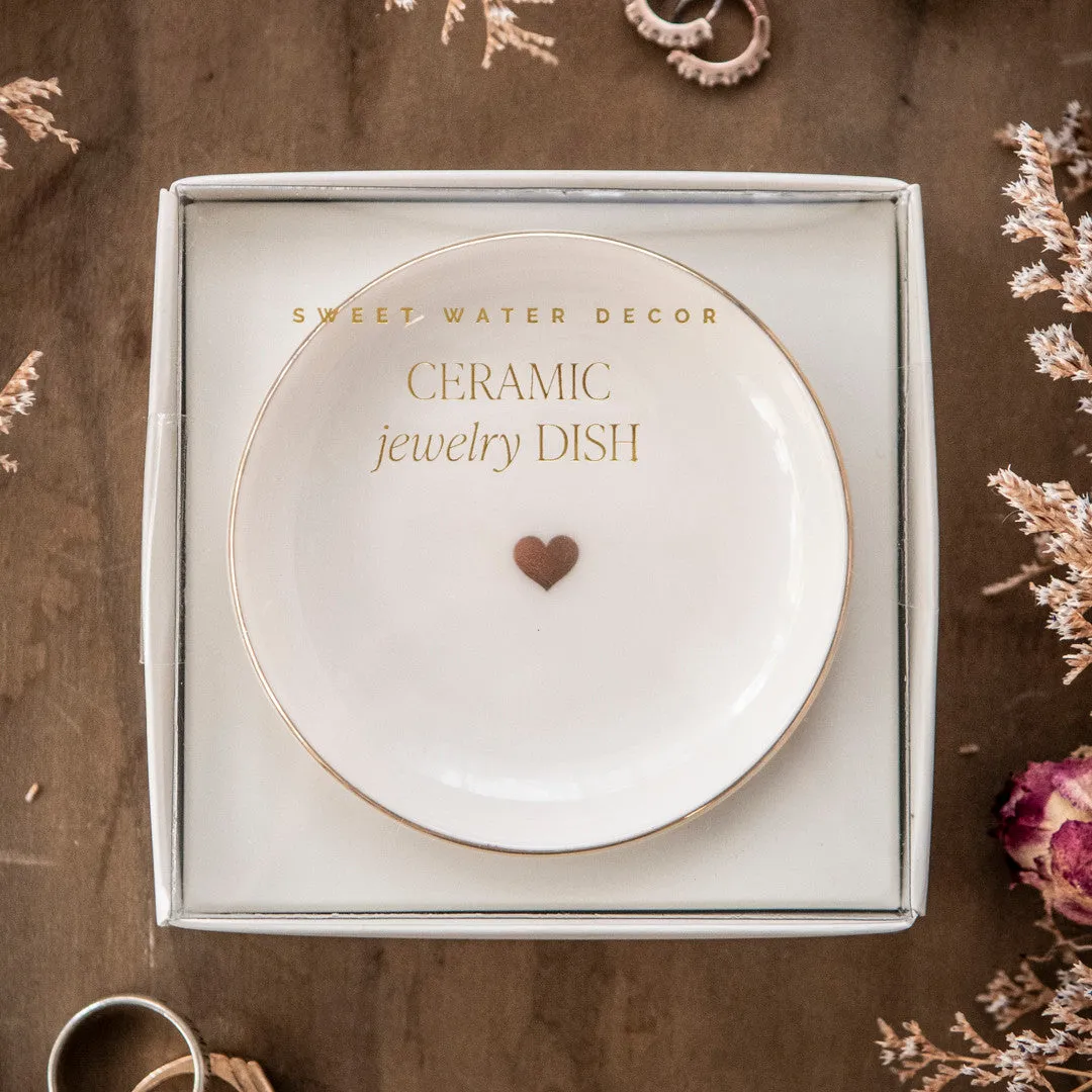 Stampington Gold Heart Trinkets Jewelry Dish smykkefat krem