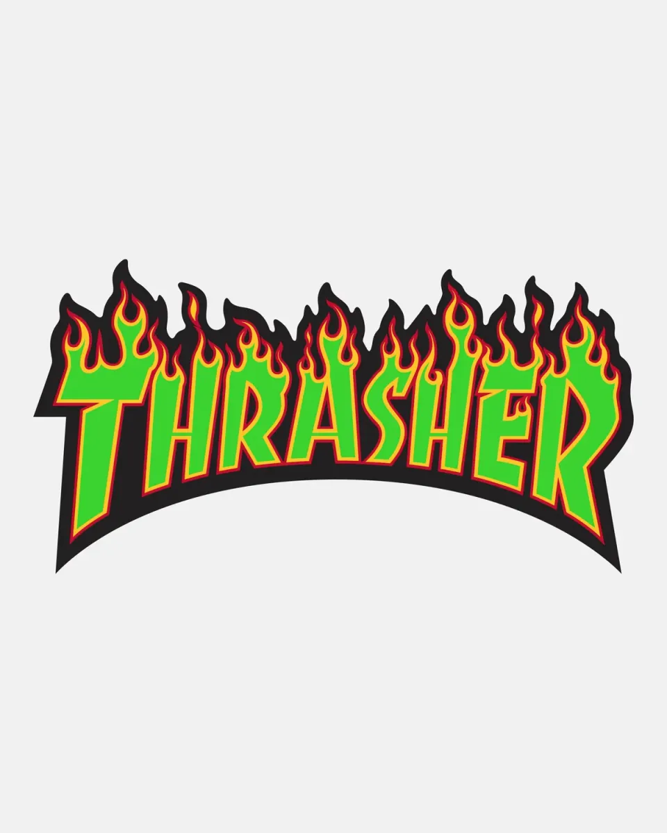 Thrasher Flame sticker grønn flamme-klistremerke