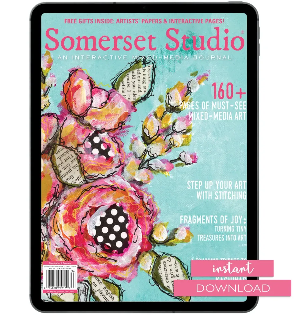 Stampington Somerset Studio Winter 2024 blad PDF mixed-media
