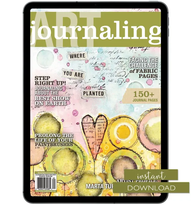 Stampington Art Journaling Summer 2016 pdf-blad collage