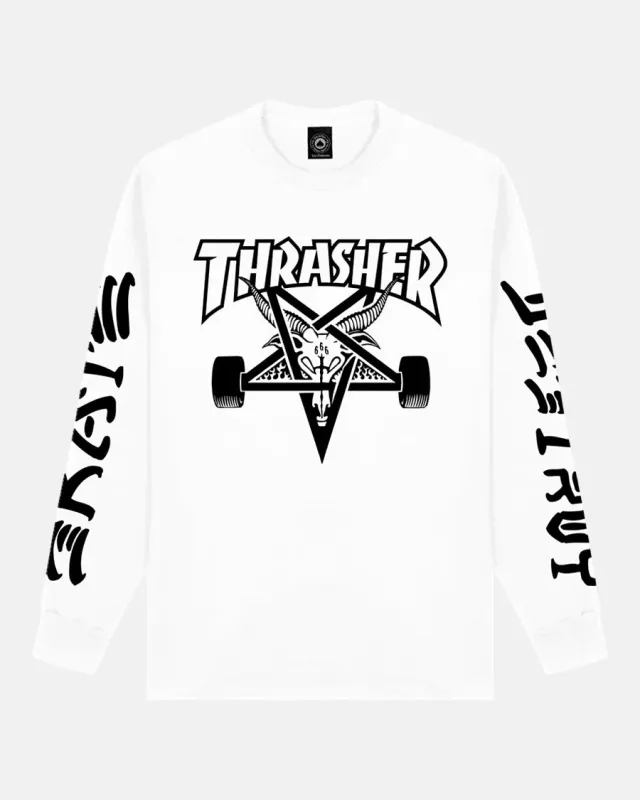 Thrasher Goat Destroy longsleeve hvit bomull