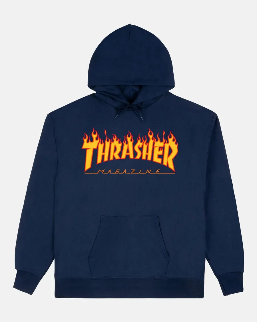Thrasher Flame Hoodie hettegenser marineblå bomull