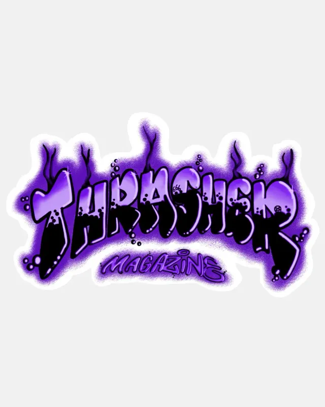 Thrasher Airbrush klistremerke lilla – 6 tommer