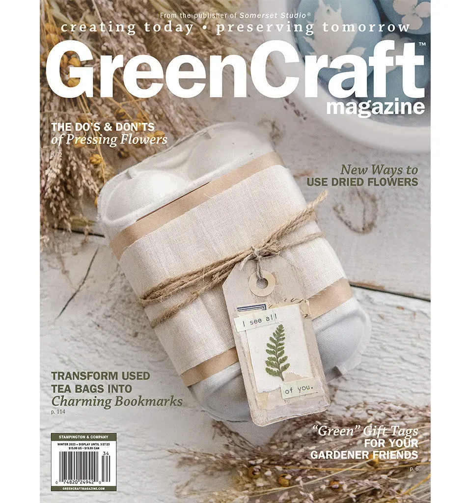 Stampington GreenCraft Winter 2023 blad gjenbruk miljø