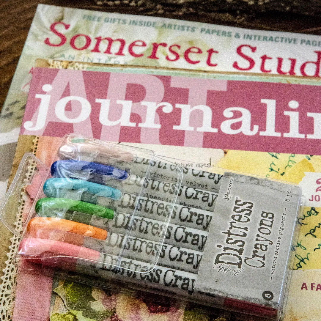 Stampington Somerset kunstnersett 2 blad + distress crayons
