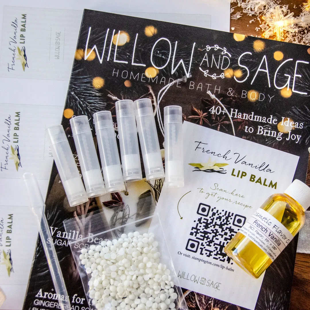 Stampington Willow and Sage French Vanilla Lip Balm Kit 6 tuber