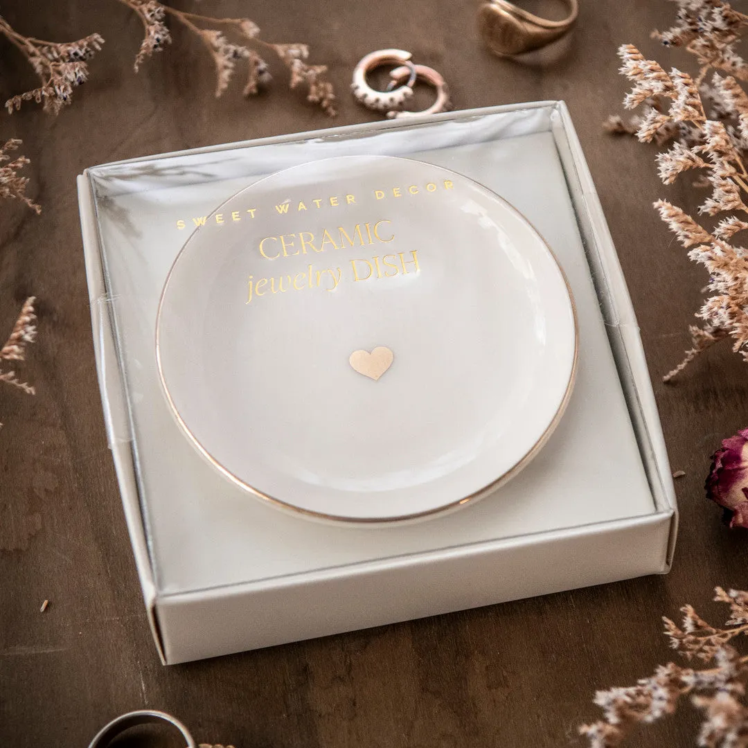 Stampington Gold Heart Trinkets Jewelry Dish smykkefat krem