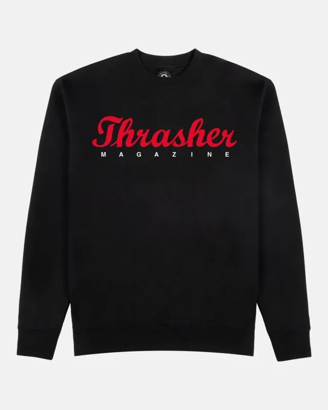 Thrasher Script crewneck svart genser bomullsblanding