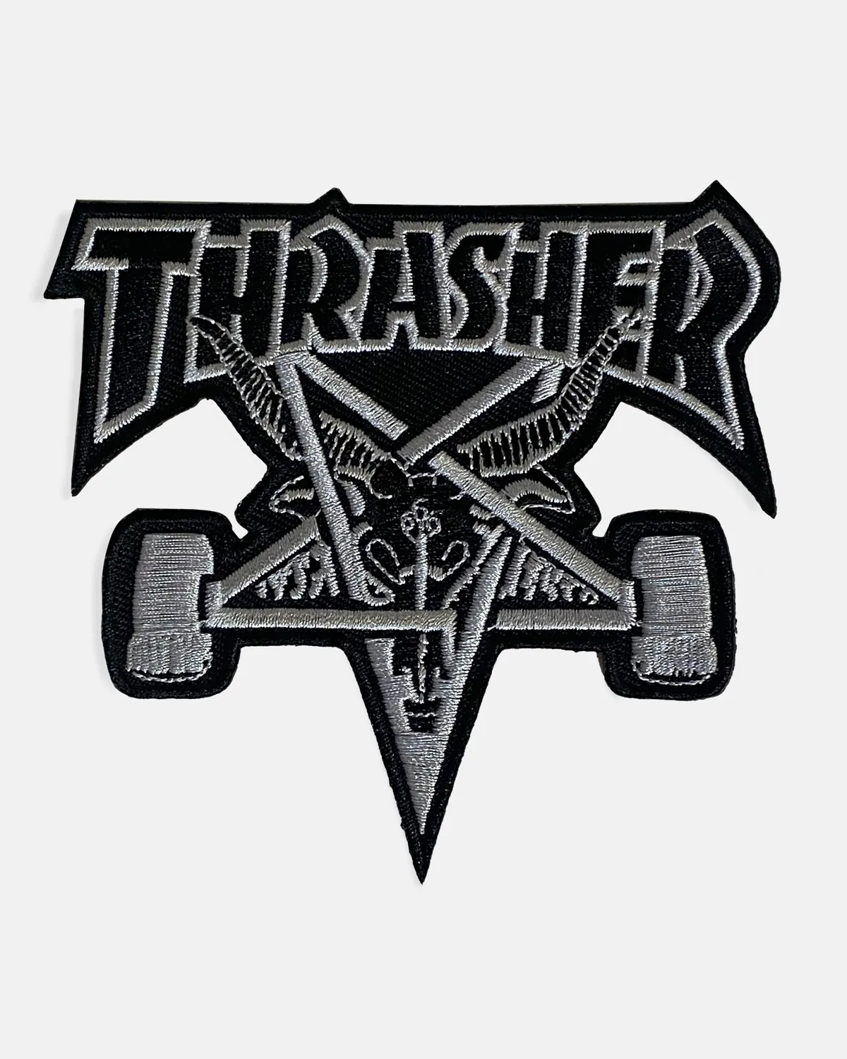 Thrasher Skategoat patch svart strykemerke brodert