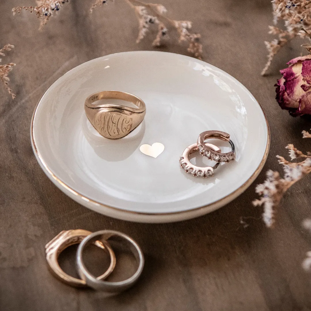 Stampington Gold Heart Trinkets Jewelry Dish smykkefat krem