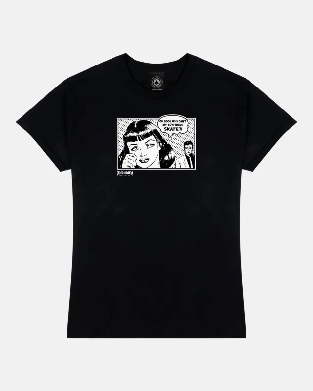 Thrasher Boyfriend t-skjorte dame svart bomull