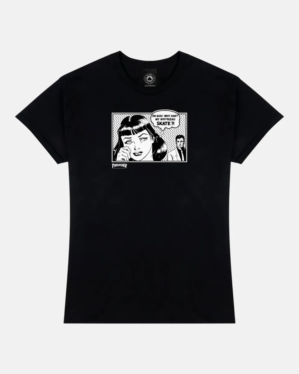 Thrasher Boyfriend t-skjorte dame svart bomull