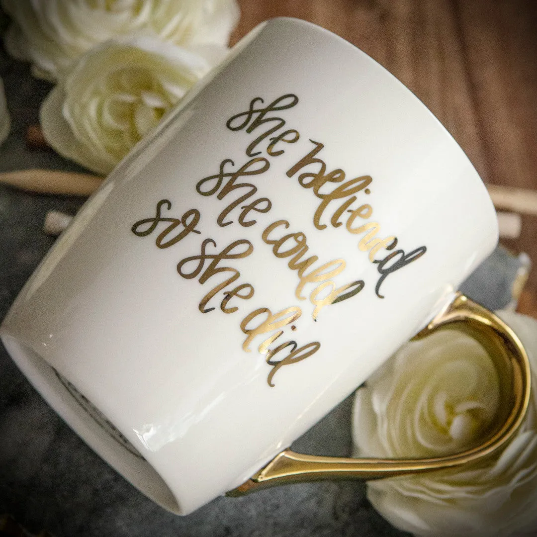 Sweet Water Decor She Believed She Could So She Did krus hvit gull 473 ml