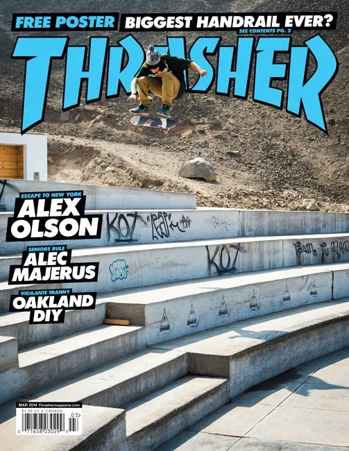 Thrasher Magazine mars 2014 blad med poster