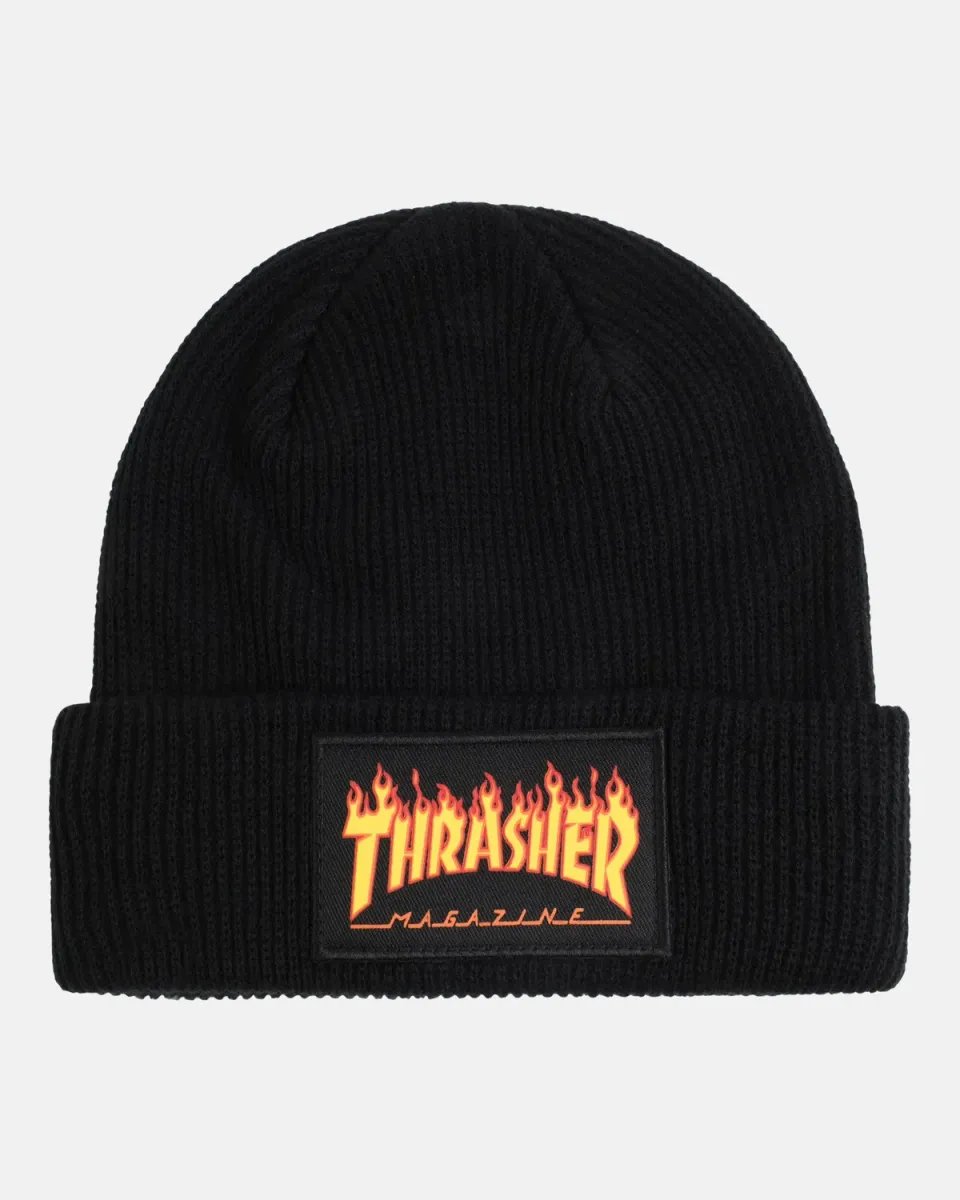 Thrasher Flame Patch lue svart akryl