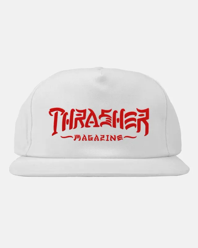 Thrasher Thrash & Destroy snapback caps hvit bomull