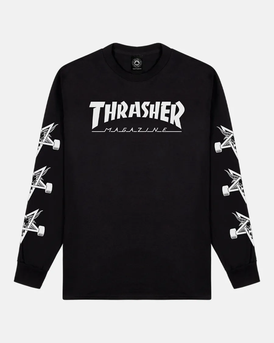 Thrasher Mag Goat longsleeve t-skjorte svart bomull