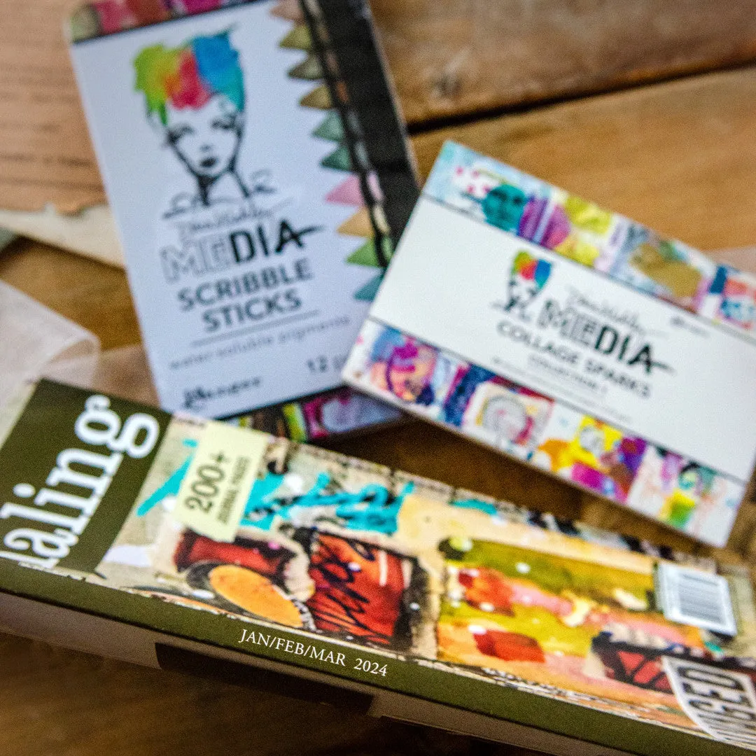 Stampington Art Journaling Scribble and Collage sett blad + sticks