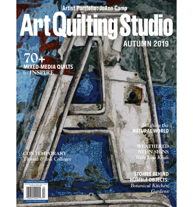 Stampington Art Quilting Studio Autumn 2019 blad lappeteknikk