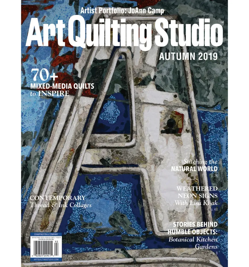 Stampington Art Quilting Studio Autumn 2019 blad lappeteknikk
