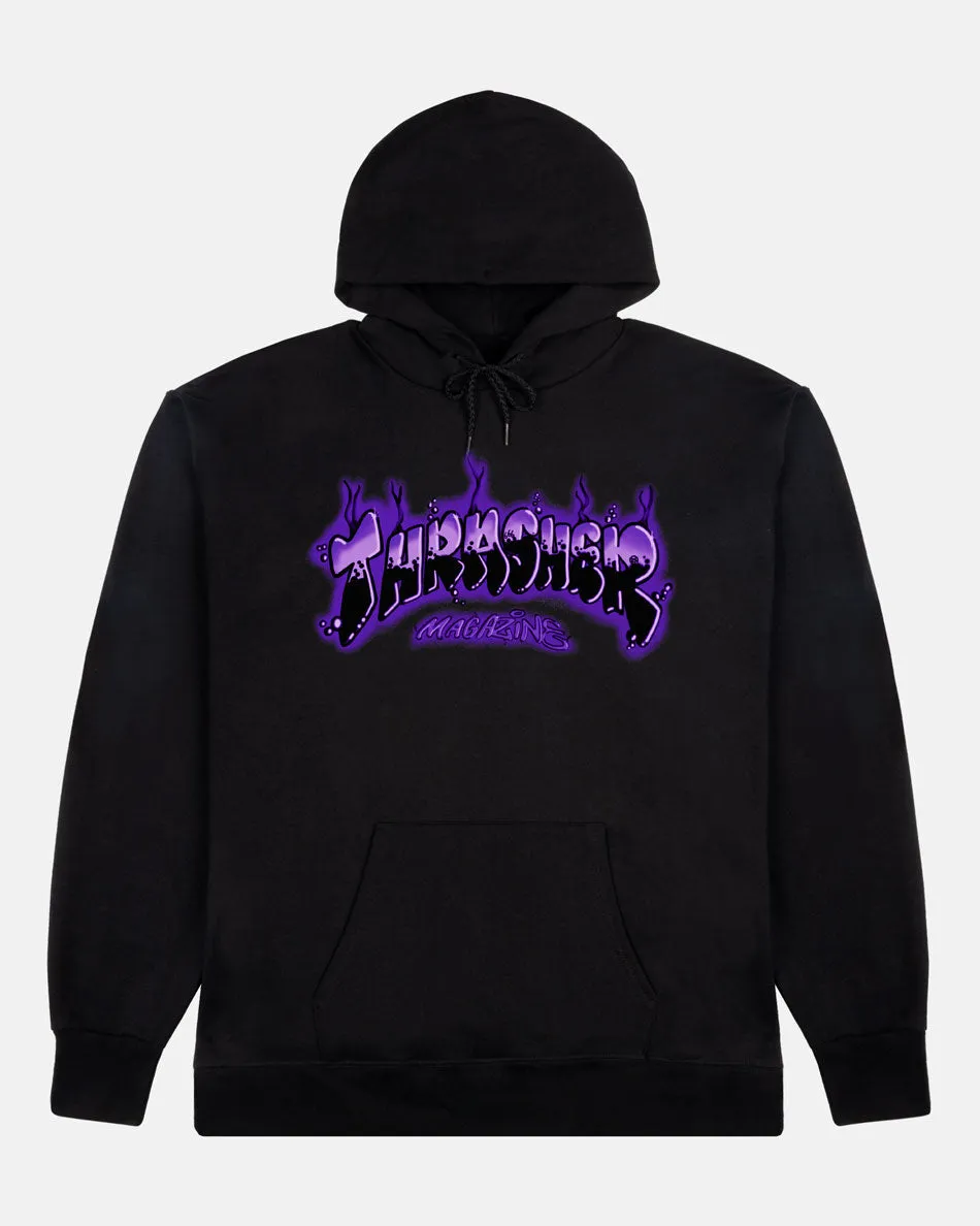 Thrasher Airbrush hoodie hettegenser svart/lilla – bomull