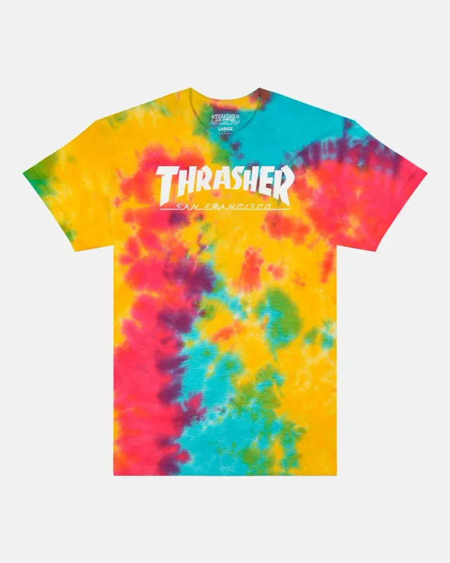 Thrasher SF Mag Tie Dye t-skjorte multi-rainbow