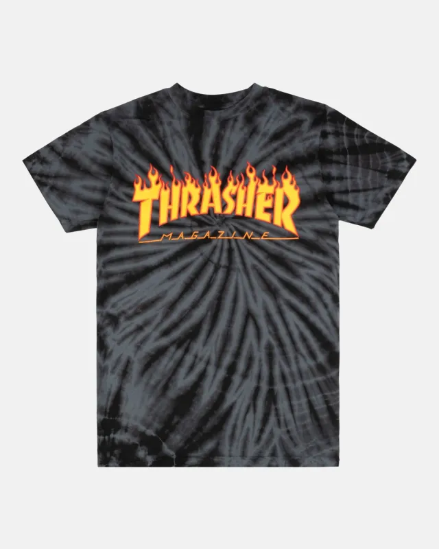 Flame Tie Dye damet-skjorte svart grå