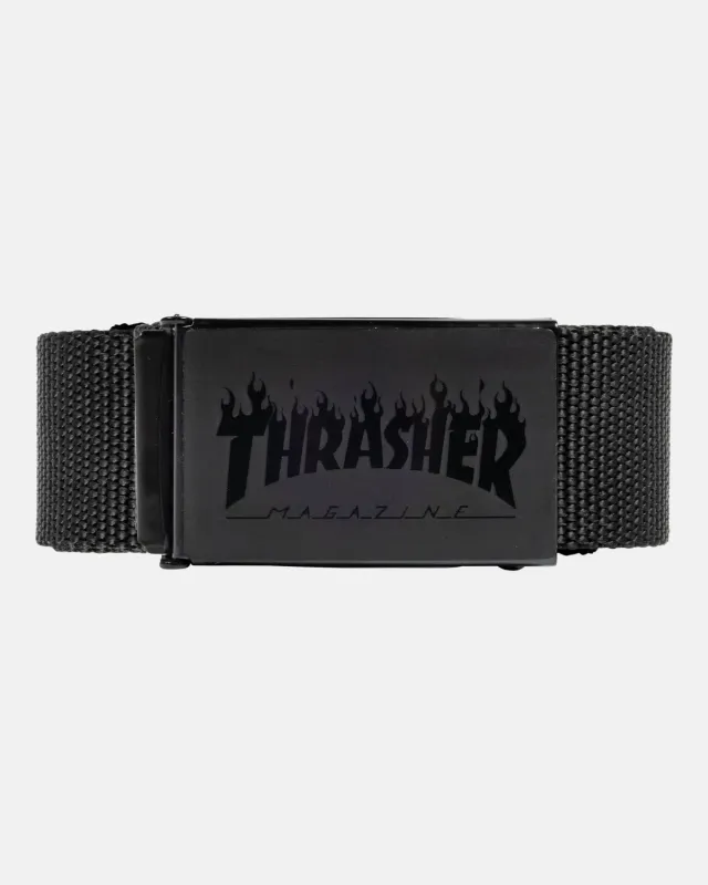 Thrasher Flame webbelte svart med flaskeåpner