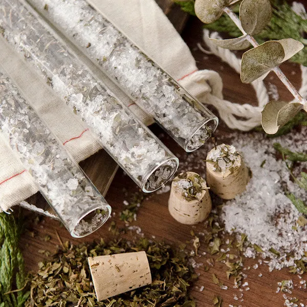 Stampington Peppermint Bath Salts Vials DIY-sett badesalt 3 glass
