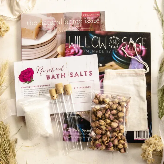 Stampington Willow and Sage Natural Rosebud Salts DIY-sett badesalt