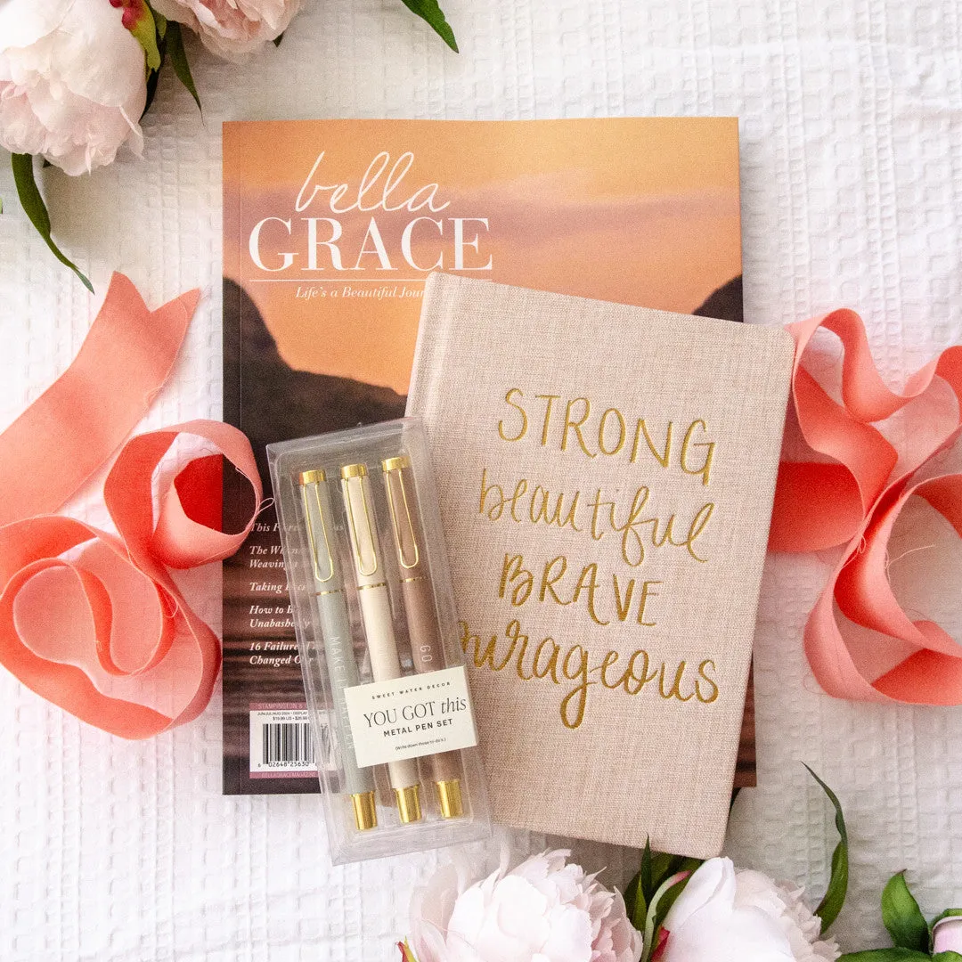 Stampington Bella Grace Strong Courageous pakke blad journal