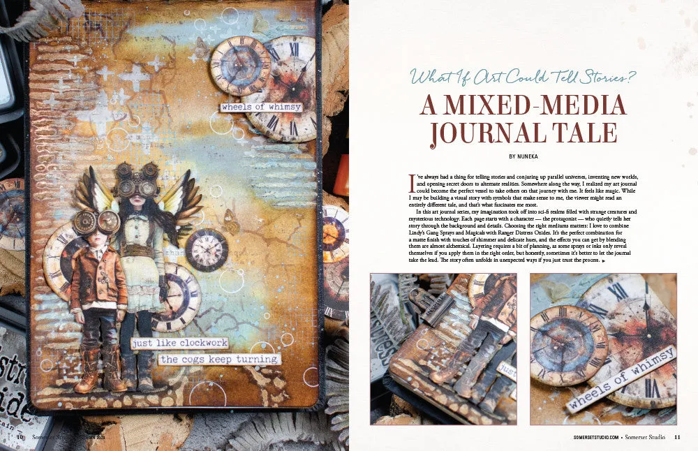 Stampington Somerset Studio Autumn 2025 blad papir mixed-media