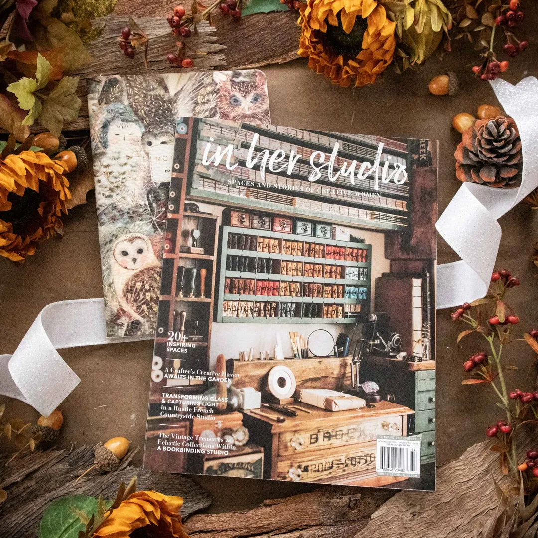 Stampington In Her Studio Enchanted Owls pakke blad+notatbok