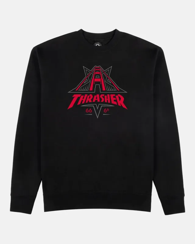 Thrasher Golden Gate crewneck genser svart bomull