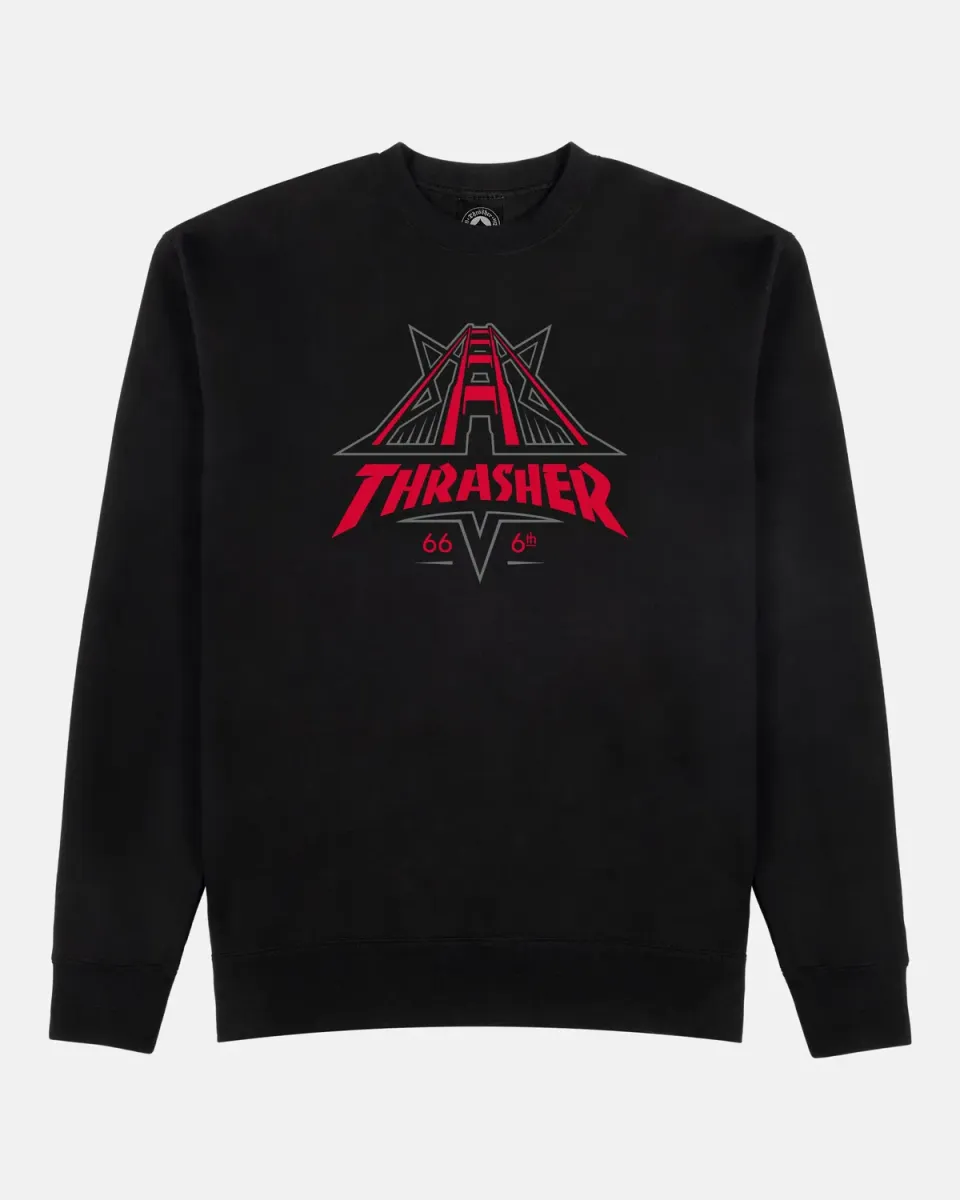 Thrasher Golden Gate crewneck genser svart bomull