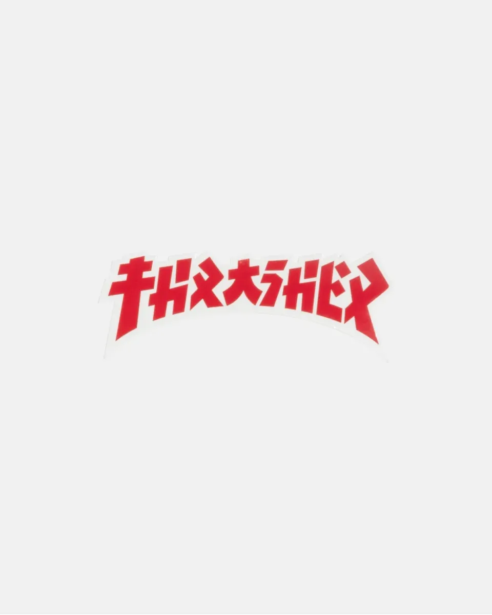 Thrasher Godzilla rødt klistremerke die cut