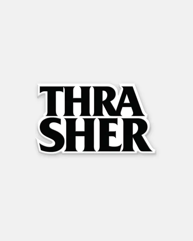 Thrasher x Antihero pin svart hvit emalje