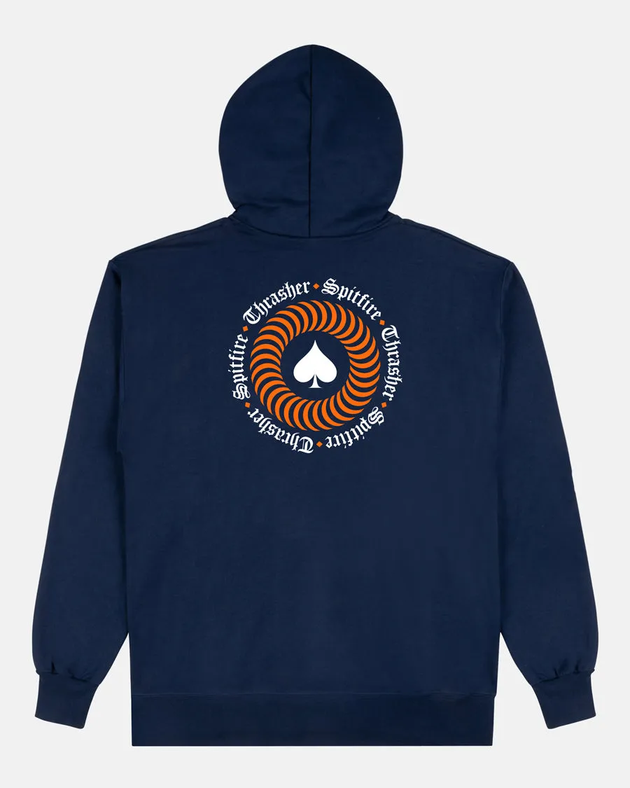 Thrasher x Spitfire The End Oath hoodie marineblå