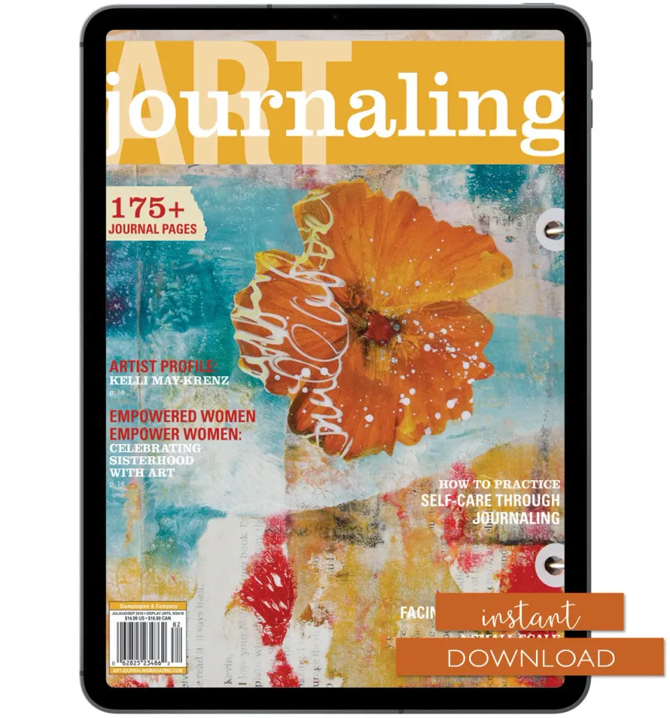 Stampington Art Journaling Summer 2018 blad PDF-nedlasting collage