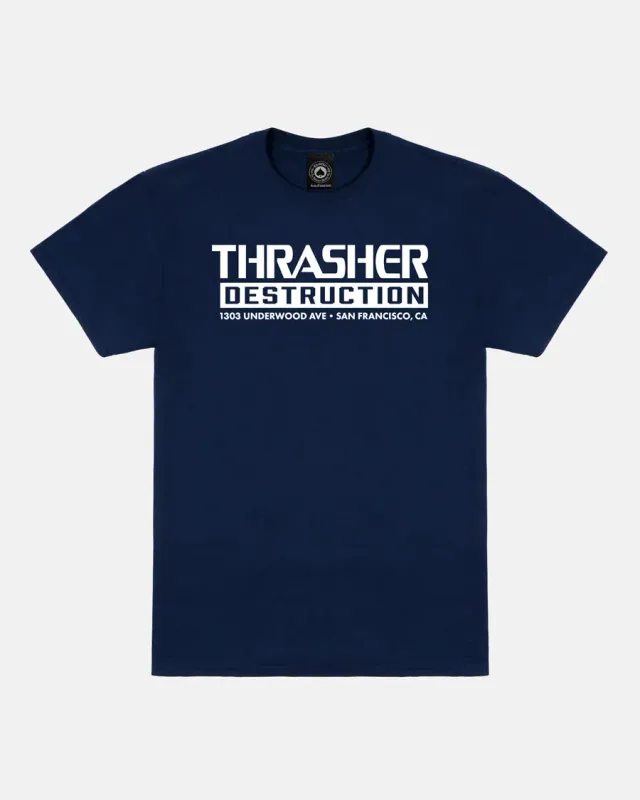 Thrasher Destruction t-skjorte marineblå bomull