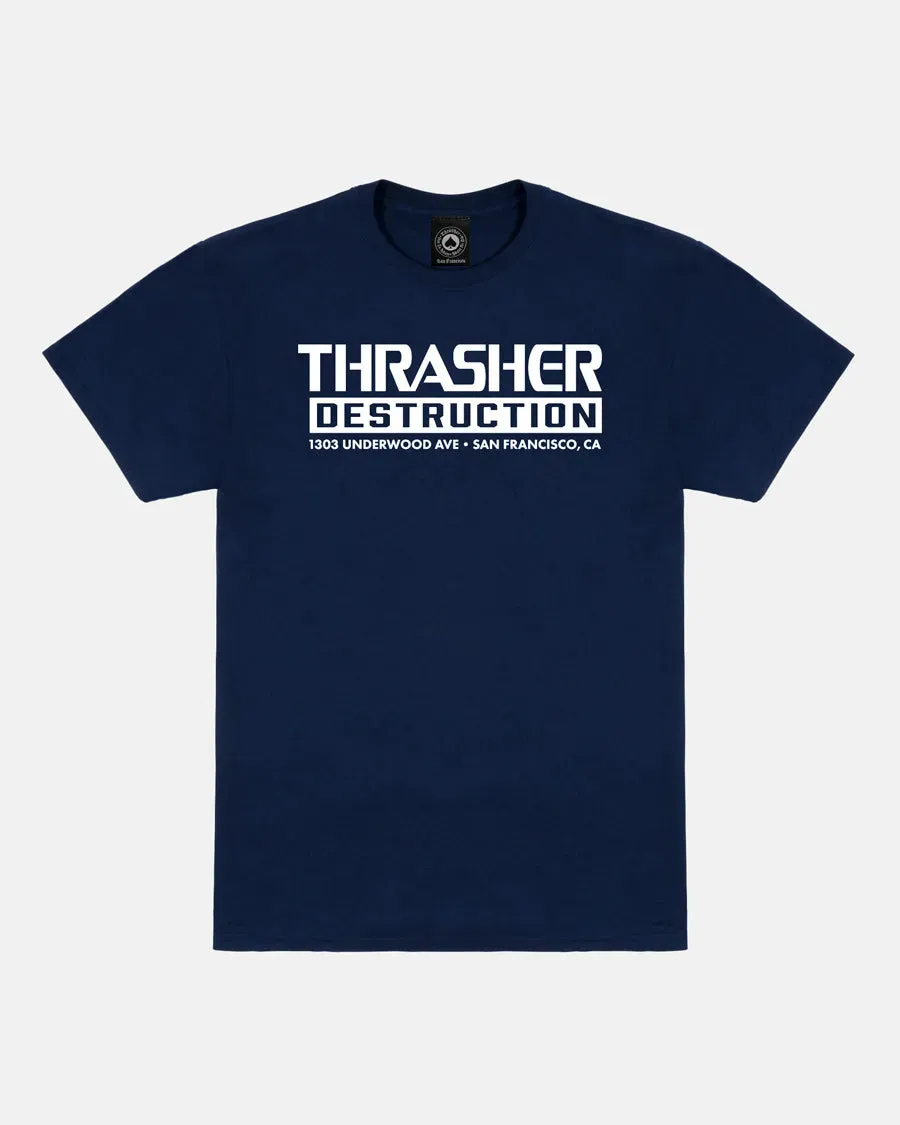 Thrasher Destruction t-skjorte marineblå bomull
