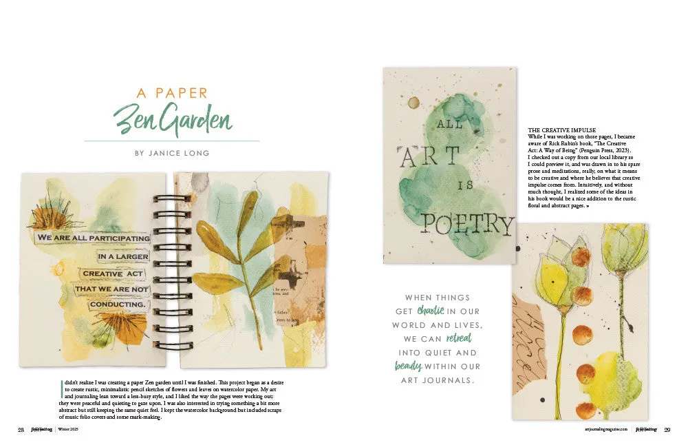 Stampington Art Journaling Winter 2025 blad PDF dagbokideer