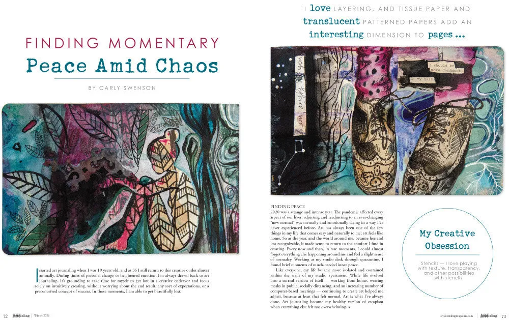 Stampington Art Journaling Winter 2021 blad digital collage